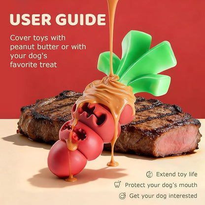 Indestructible Dog Toys for Aggressive Chewers – Heavy Duty Beef-Flavored Chew Toys for Large & Medium Dogs (20-70 lbs), Dental Teeth Cleaning, Holiday Dog Gift (Red)