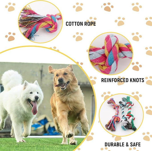 60 Pcs Multi-Color Knot Rope Dog Chew Toys - Bulk Puppy Tug-of-War Toys, Durable Chew Ropes for Small & Medium Dogs, Interactive Pet Play Accessories