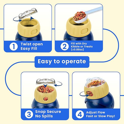 Cat Interactive Puzzle Toy, Adjustable Treat Dispenser for Indoor Cats, Safe Material Kitty Enrichment Toy for IQ Training, Mental Stimulation, Relieve Boredom, Gifts