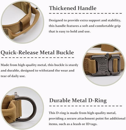 Tactical Dog Collar, Adjustable Military Training Nylon Dog Collar with Control Handle and Heavy Quick-Release Metal Buckle for Small Medium Large Dogs, Camo XL