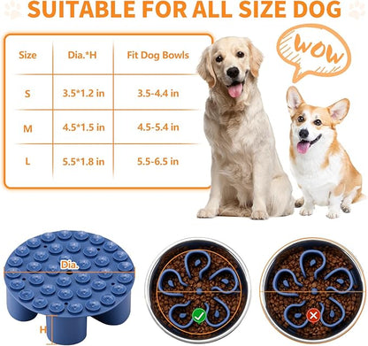 Slow Feeder Dog Bowls Insert, Bestalk Soft Silicone Slow Eating Dog Bowl Insert with Suction Cups for Small, Medium and Large Dogs(Darkblue S)