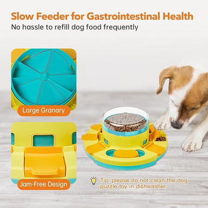 Potaroma Dog Puzzle Toy 2 Levels, Slow Feeder, Pup Food Treat Feeding Dispenser for IQ Training and Entertainment for All Breeds 4.2 Inch Height