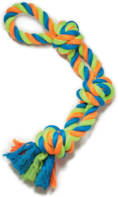 Grriggles Mighty Bright Tug Rugged Rope Dog Chew Toy, Double Tug- 22"L