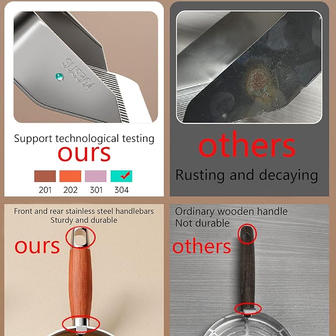 DHXYZZB Cat Litter Scoop 304 Stainless Steel Litter Shovel, Heavy Duty Litter Sifter, Litter Scooper with Wooden Handle Dual Sifting Design Perfect for Cat Litter Box Cleaning