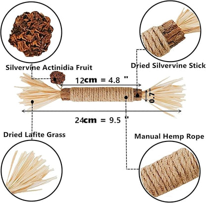 Cat Toys 21Pack Silvervine Chew Stick Kitten Treat Catnip Toy Kitty Natural Stuff Catnip Matatabi for Cleaning Teeth Indoor Dental Snack Interactive