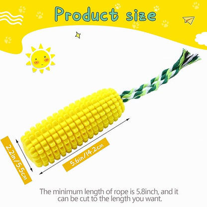 Sumind Dog Chew Toys for Aggressive Chewers Corn Dog Toy Indestructible Durable Rubber Squeaky Toothbrush Interactive Corn on the Cob Puppy Toy for Small Medium Large Breed