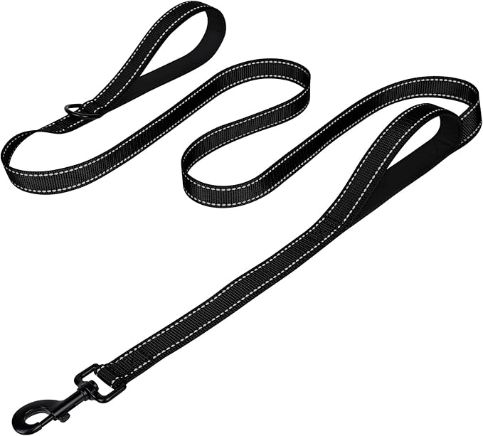 Joytale Dog Leash Heavy Duty for Large Dogs that Pull, Double Handle for Traffic Control, Double-Sided Reflective Leashes for Large Medium Dogs Night Safety, 4FT, Black