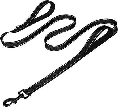 Joytale Dog Leash Heavy Duty for Large Dogs that Pull, Double Handle for Traffic Control, Double-Sided Reflective Leashes for Large Medium Dogs Night Safety, 5FT, Black