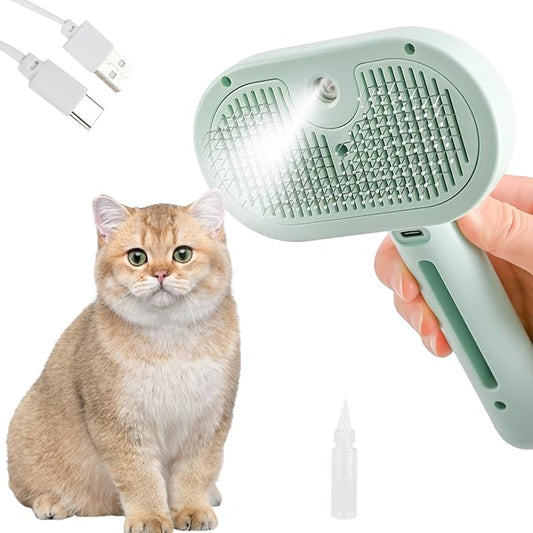 Cat Steam Brush 3-in-1 Pet Steam Brushes for Dogs and Cats - Self-Cleaning Grooming Brush with Steam Spray, Hair Removal Comb for Long Haired Cats and Dogs
