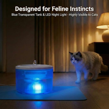 Cat Water Fountain,2.2L/74oz Cat Fountain – Ultra Quiet Upgraded Automatic Pet Water Fountain with 3 Replaceable Filters,12oz Pet Outdoor Water Bottle&Cat Drinking Fountain for Small Dogs (Blue)