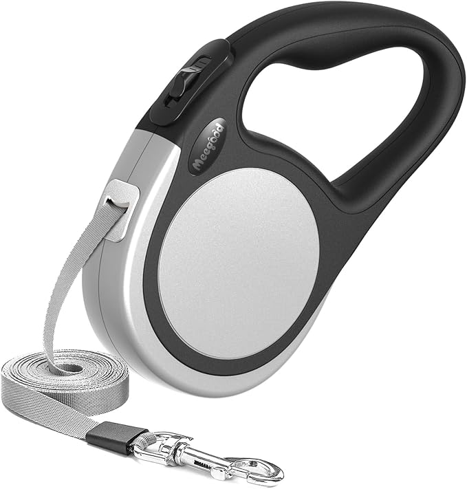 Heavy Duty Retractable Dog Leash-16ft Strong & Durable Walking Leash for S to L Dogs up to 45/115 lbs, Upgraded Lock System, Non Slip Grip, Tangle Free (Grey, Medium-Large Sized)
