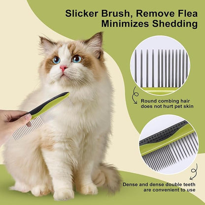 6 PCS Dog and Cat Grooming Kit, Versatile Tools Including Shedding Brush, Nail Clipper with Nail File, Slicker Brush, Dematting Comb