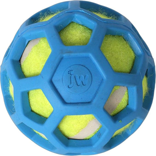 JW Pet Proten Hol-ee Roller Dog Chew Puzzle, Small, Lime Green Tennis Ball With Assorted Colors (Green, Red, Blue), 42204