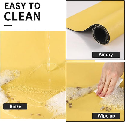 Dog Food Mat - Absorbent Cat Mat for Food and Water, No Stains Pet Feeding Bowl Mat, Easy to Clean Pet Placemats, Quick Dry Dog Water Dispenser Mat for Messy Drinkers | Paw Yellow 24"x36"