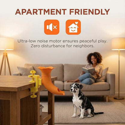 Automatic Dog Ball Launcher Toy - Adjustable Height, Interactive Fetch Machine for Indoor/Outdoor Play, Energy Release & Training, Fun for All Dog Sizes (Attaches to Door/Post/Table)