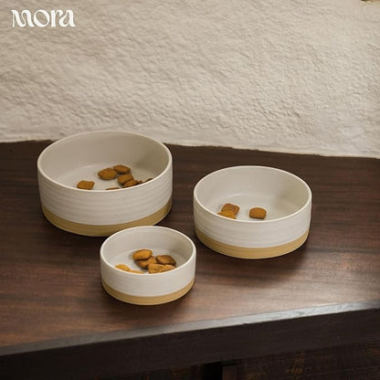 Mora Ceramic Pet Bowl Size Large - Food/Water Dish for Large Dogs, Cats, Great Dane, Mastiff, ect. 50oz or 8 Cups - Basic Bowls for Your Large Dog or Cat, Mix and Match for a Set - Oat