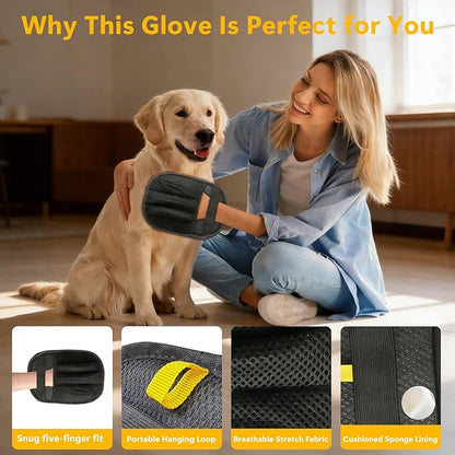 Pet Hair Removal Glove for Dogs and Cats,Upgraded Reusable Five-Finger Electrostatic Pet Hair Glove,Reusable Pet Hair Remover Tool for Couch, Carpet, Car Seat, Laundry & Clothing