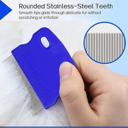Professional Eye Comb for Pets，Stainless Steel Tear Stain Remover，For Cats & Dogs,Gentle Round-Head Grooming Tool,Precisely Removes Stains, Dirt And Debris From The Eye Area – 2 Pack