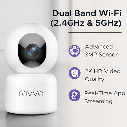 2K HD Pet Camera - 360° Smart Puppy Monitor with 5GHz & 2.4GHz Dual-Band WiFi, Smart Motion Tracking, 2-Way Audio, Night Vision, Indoor Camera for Dogs & Cats, Works with Phone App.