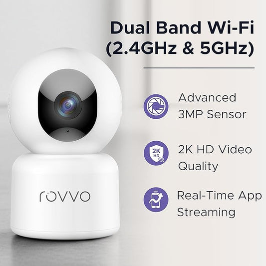 2K HD Pet Camera - 360° Smart Puppy Monitor with 5GHz & 2.4GHz Dual-Band WiFi, Smart Motion Tracking, 2-Way Audio, Night Vision, Indoor Camera for Dogs & Cats, Works with Phone App.