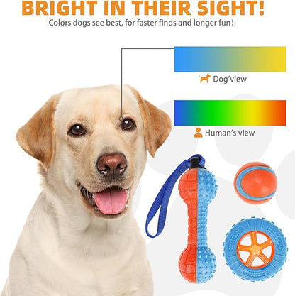 KOOLTAIL Floating Dog Toys,3 Pack TPR Water Pool Fetching Toy with Durable Rope for Small Medium Large Dogs,Bright Bumper Interactive Dog Chew Toys for Summer Outdoor Pool,Training&Teething
