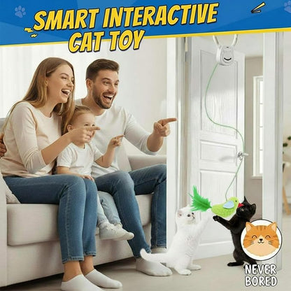 Interactive Cat Toys for Indoor Cats, Dual Modes Automatic Hanging Cat Toy with Quiet Motor, USB Rechargeable, Flying Bird Feather Mouse Toy for Kittens, Bored Adult Cats & Multi-Cat Households