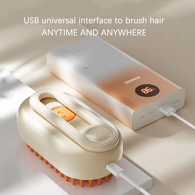 Cat Brush, 4 in 1 Self Cleaning Silicone Cat Steam Brush Quick & Easy Pet Hair Remover Comb for Shedding, Massage, Cleaning, 360° Rotating Pet Steam Brushs for Cats Dogs (White)
