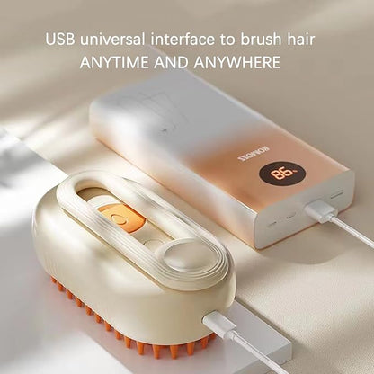 Cat Brush, 4 in 1 Self Cleaning Silicone Cat Steam Brush Quick & Easy Pet Hair Remover Comb for Shedding, Massage, Cleaning, 360° Rotating Pet Steam Brushs for Cats Dogs (White)