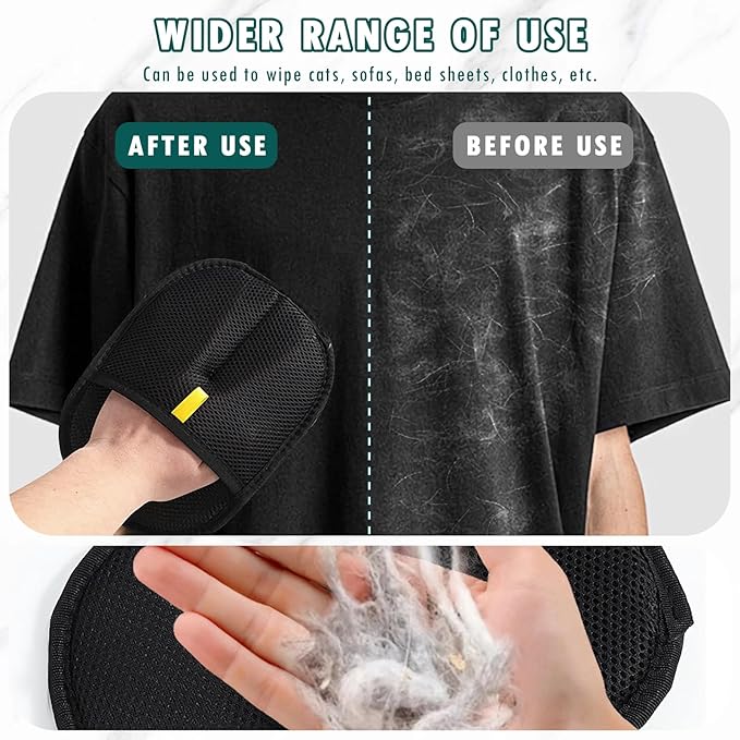 Aerbee Double-Sided Grooming Gloves for Pets, Static Removal Gloves for Pet Hair, Sueean Grooming Gloves for Pets, Reusable Pet Hair Remover Glove for Clothes Furniture Washing, Deshedding, Grooming