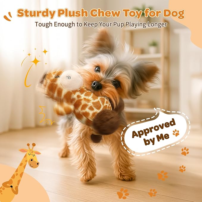 Dog Toy for Small & Medium Puppies – Squeaky Plush Giraffe with Crinkle, Cute Stuffed Puppy Toy for Boy & Girl Dogs, Birthday Gift to Keep Them Busy and Relieve Boredom