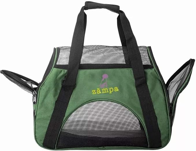 Airline Approved Soft Sided Pet Carrier by Zampa, Low Profile Travel Tote, Removable pad, Premium Zippers & Under Seat Compatibility, for Cats and Small Dogs (Medium) (Pink)