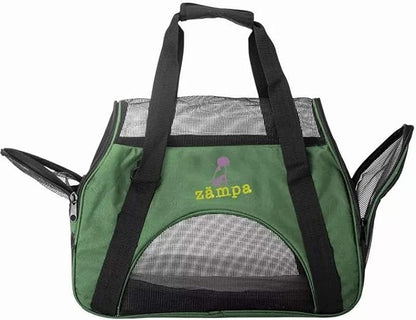 Airline Approved Soft Sided Pet Carrier by Zampa, Low Profile Travel Tote, Removable pad, Premium Zippers & Under Seat Compatibility, for Cats and Small Dogs (Medium) (Pink)
