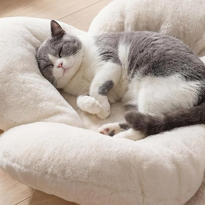 Veehoo Modern Elevated Cat Bed with Washable Fluffy Cushion for Indoor Cats & Small Dogs, Wooden Raised Pet Couch Sofa, Cozy Lounge Chair Suitable for Puppy, Cat Furniture