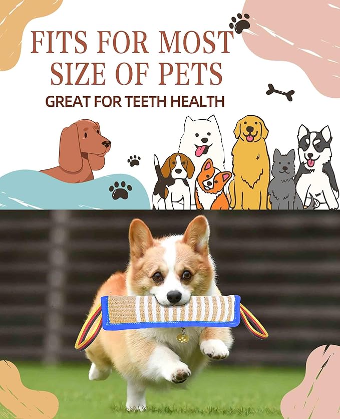 Clysoru Dog Tug Toy Tough Jute Bite Pillow Lasting Training Equipment Puppy to Large Dogs Interactive for Large and Small