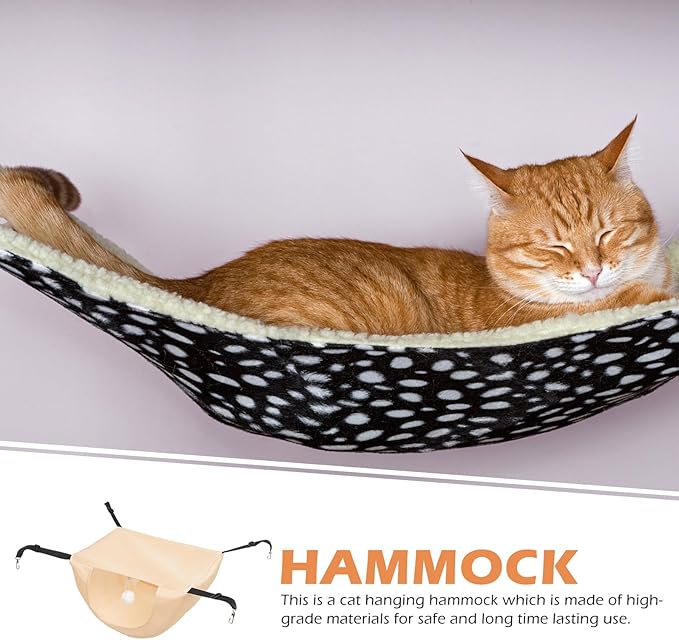 FAVOMOTO Cat Hanging Bed Kitten Nest Breathable Sandwich Mesh Pet Hammock Washable Small Beige for Indoor Cage Use