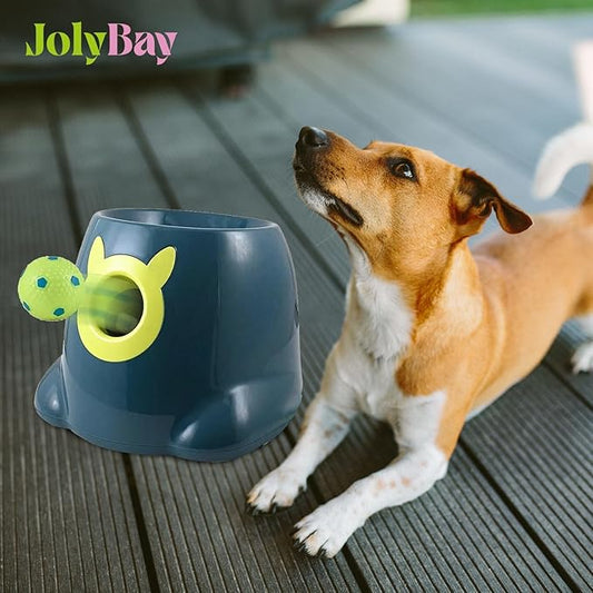 Auto Small Dog Ball Thrower for Small & Medium Dogs | Remote Control Launcher Toy with 6 Balls & Accessories – Indoor & Outdoor Use | Dual Power Options – Super Blue
