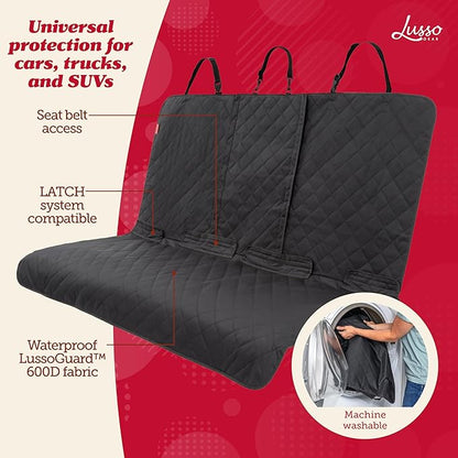 Lusso Dog Car Seat Cover and Car Trash Can- Waterproof Seat Cover and Leak Proof Trash Can - Organize and Clean Your Car