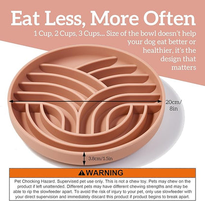 OHMO Slow Feeder Dog Bowls(Tree Life, Coral) Enrichment Soft Silicone Food Safe Feeding Bowl Non Slip Suction Cup for All Breed Pet, Cat Slow Down Eating Dishes, Boredom and Anxiety Reducer