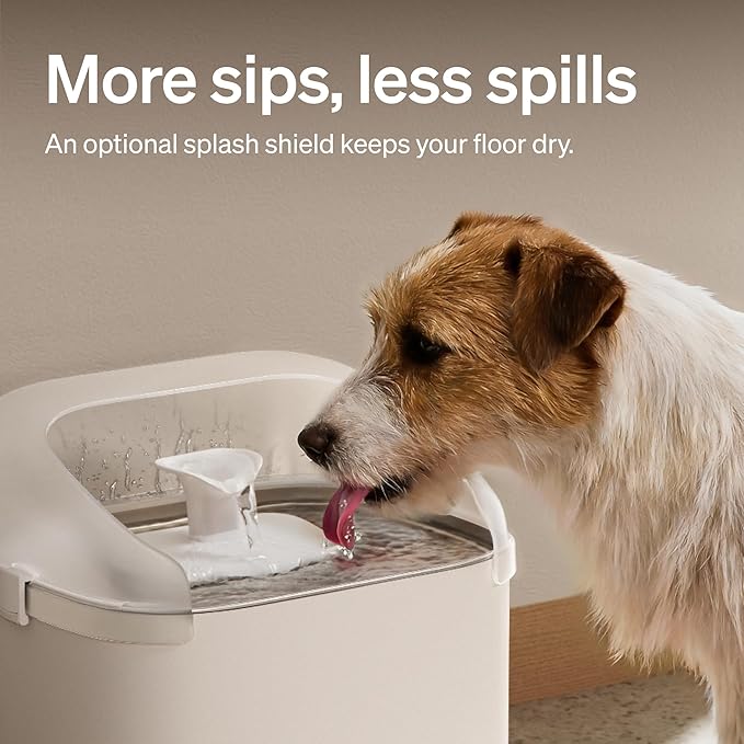 Bundle of PETLIBRO Dog Water Fountain Stainless Steel Tray with PETLIBRO Splash Shield, Fountain for Dogs Inside with App Monitoring, 3L Dog Fountain Water Bowl, Automatic Water Dispenser for Dogs