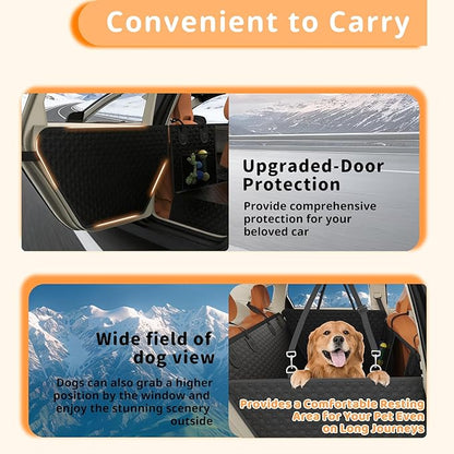 Dog Car Seat Cover for Back Seat Larger,Waterproof PU Leather Hard Bottom Car Seat Cover for Dogs,Non-slip Backseat Dog Cover with Upgraded Door Protection Flap,Dog Hammock for Full Size Truck 55×32in