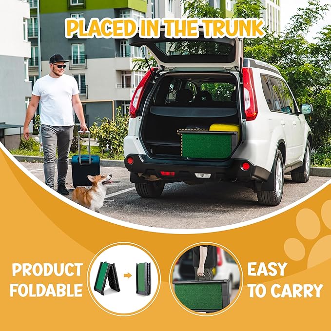 ZENY Portable Folding Dog Ramps for SUV, Truck, Car Ramp Stairs Step Ladder for Pet, Non-Slip Pet Ramp with Raised Siderails