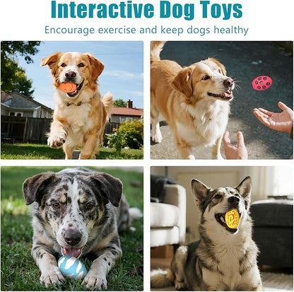 Dog Toys, Squeaky Latex Rubber Bouncy Balls, Squeaky Egg Dog Toys Balls, 3 Pack Interactive Squeak Dog Toy Set for Medium Large Breeds Dogs (3 Pack-B, Medium)