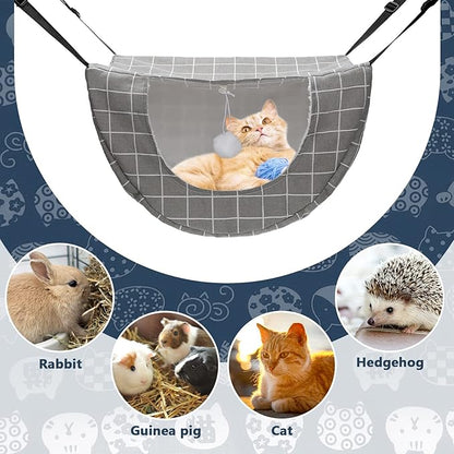 Unittype 2 Pieces Cat Cage Hammock Hanging Pet Bed Double Layer Soft Plush Hanging Pet Comfortable Hammock Bed for Indoor Kitten Ferret Hamster Rabbit or Small Animals, 2 Styles(Plaid)
