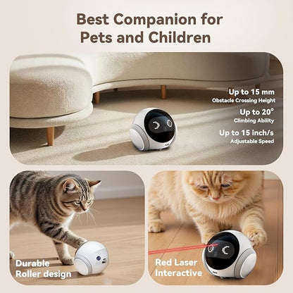 AEZ Pet Camera 1080P HD Lens Cat/Dog Camera Robot,Indoor Movable with Auto-Recharge, 2-Way Audio,Blinky Bot with Night Vision,Smart App Control for Cats/Dogs/Baby/Elderly (SD/Cloud Storage)