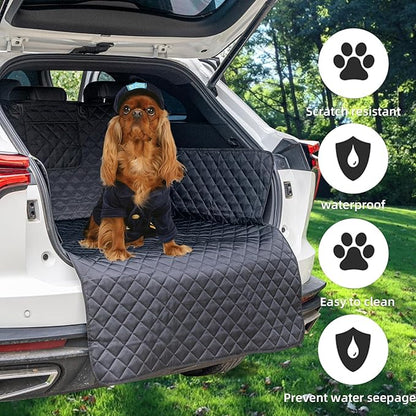 SUV Cargo Liner for Dog Car Seat Cover for Pets Waterproof Cargo Cover Dog Seat Mat for SUVs Sedans Vans with Bumper Flap Protector, Non-Slip, Black 70"x40"