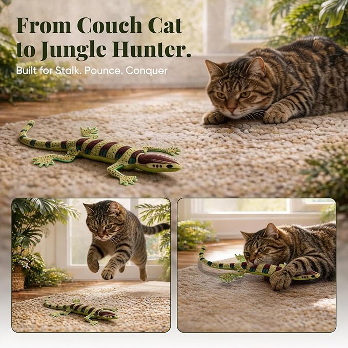 CiyvoLyeen Lizard Catnip Toys Chew Bite Resistant Toys for Indoor Cats Boredom Relief Teeth Cleaning Interactive Funny Cute Kitten Cat Lover Gifts Christmas Birthday Presents Set of 4