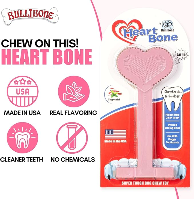Bullibone Nylon Dog Chew Toy for Aggressive Chewers - Dental Hygiene Bone with Peppermint Flavor, Durable Tough Chew Toys for Large Dogs, Indestructible Dog Bone - 2 Pack