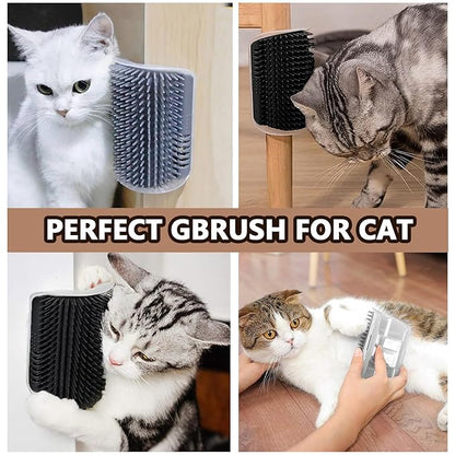 2 Pack Cat Self Groomer with Catnip Pouch Black Cat Grooming Massage Brush Soft Cat Brush Cat Massager for Indoor Cats