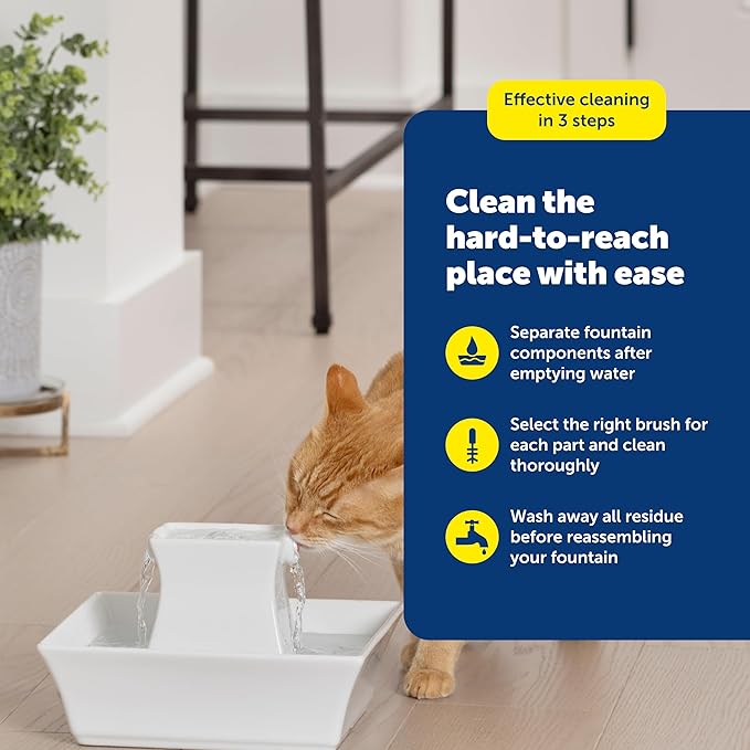 PetSafe Drinkwell Fountain Cleaning Kit - Deep Bowl Cleaning for Hard-to-Reach Areas of Compatible Cat Fountains - Removes Hidden Residue & Maintains Pump Performance