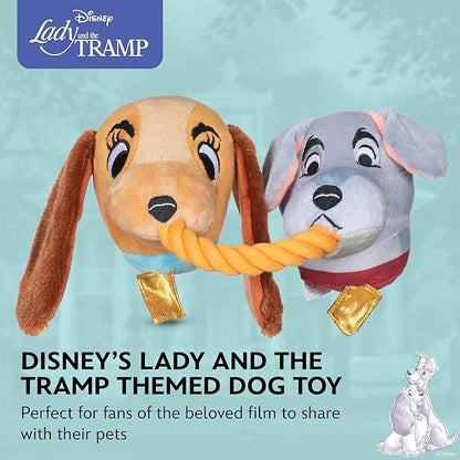 Disney for Pets Lady and The Tramp Rope Pet Toy 14in Dog Toys | Rope Tug Toy for Dogs Inspired by Lady and The Tramp with Crinkle and Squeaker